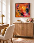 Astrid original artwork — 20 × 20 inches, oak float frame, scene 08