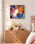 Beatrix original artwork, 20 × 20 inches, oak float frame — Light Editorial scene 04