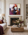 Sunrise Ruby original artwork in an oak float frame — living room | Nicola Bird