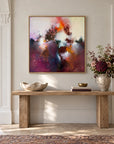 Sunrise Ruby original artwork in an oak float frame — hallway | Nicola Bird