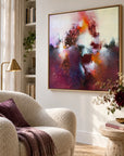 Sunrise Ruby original artwork in an oak float frame — reading nook | Nicola Bird