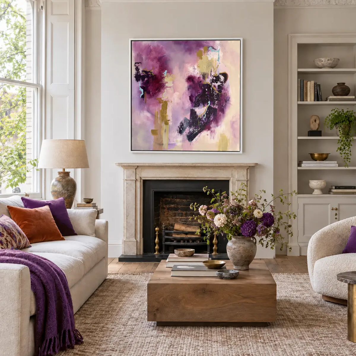 Connection original artwork in a premium white float frame — living room | Nicola Bird