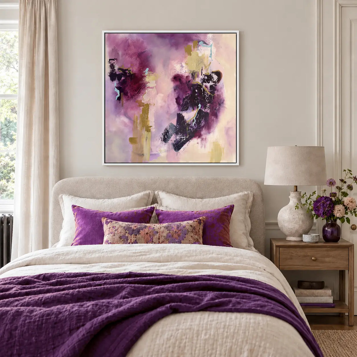 Connection original artwork in a premium white float frame — bedroom | Nicola Bird