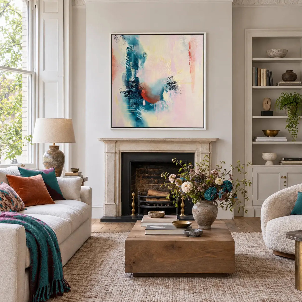 Courage original artwork in a premium white float frame — living room | Nicola Bird