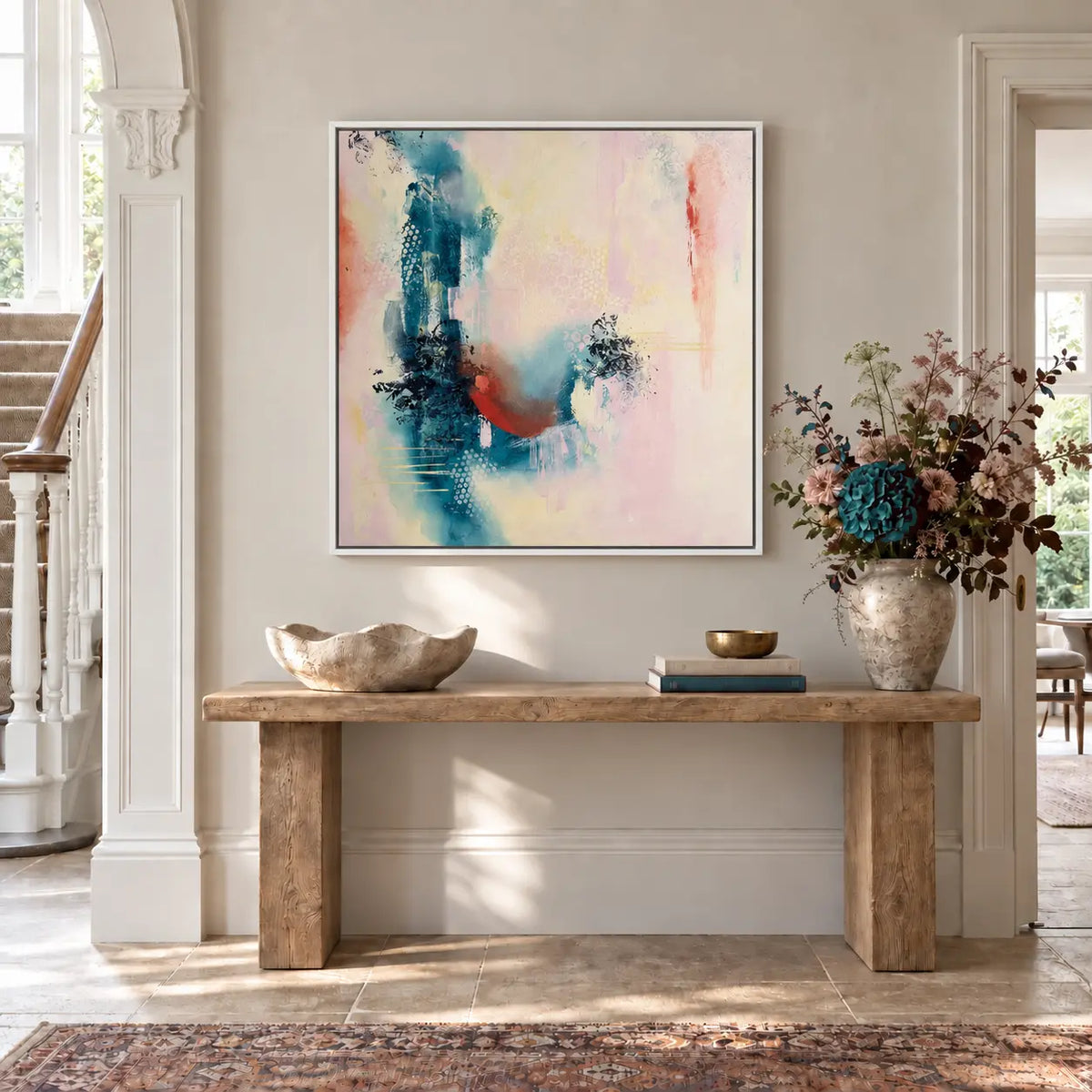 Courage original artwork in a premium white float frame — hallway | Nicola Bird
