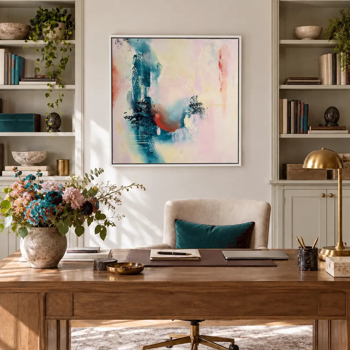 Courage original artwork in a premium white float frame — office | Nicola Bird