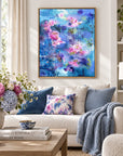 Exuberance framed canvas print in a light editorial interior