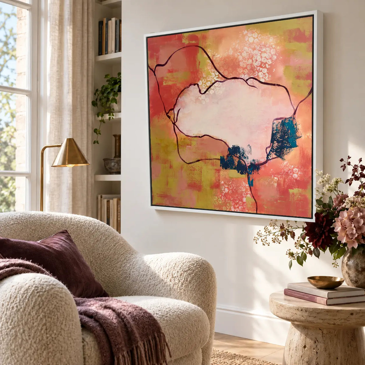 Impact original artwork in a premium white float frame — reading nook | Nicola Bird