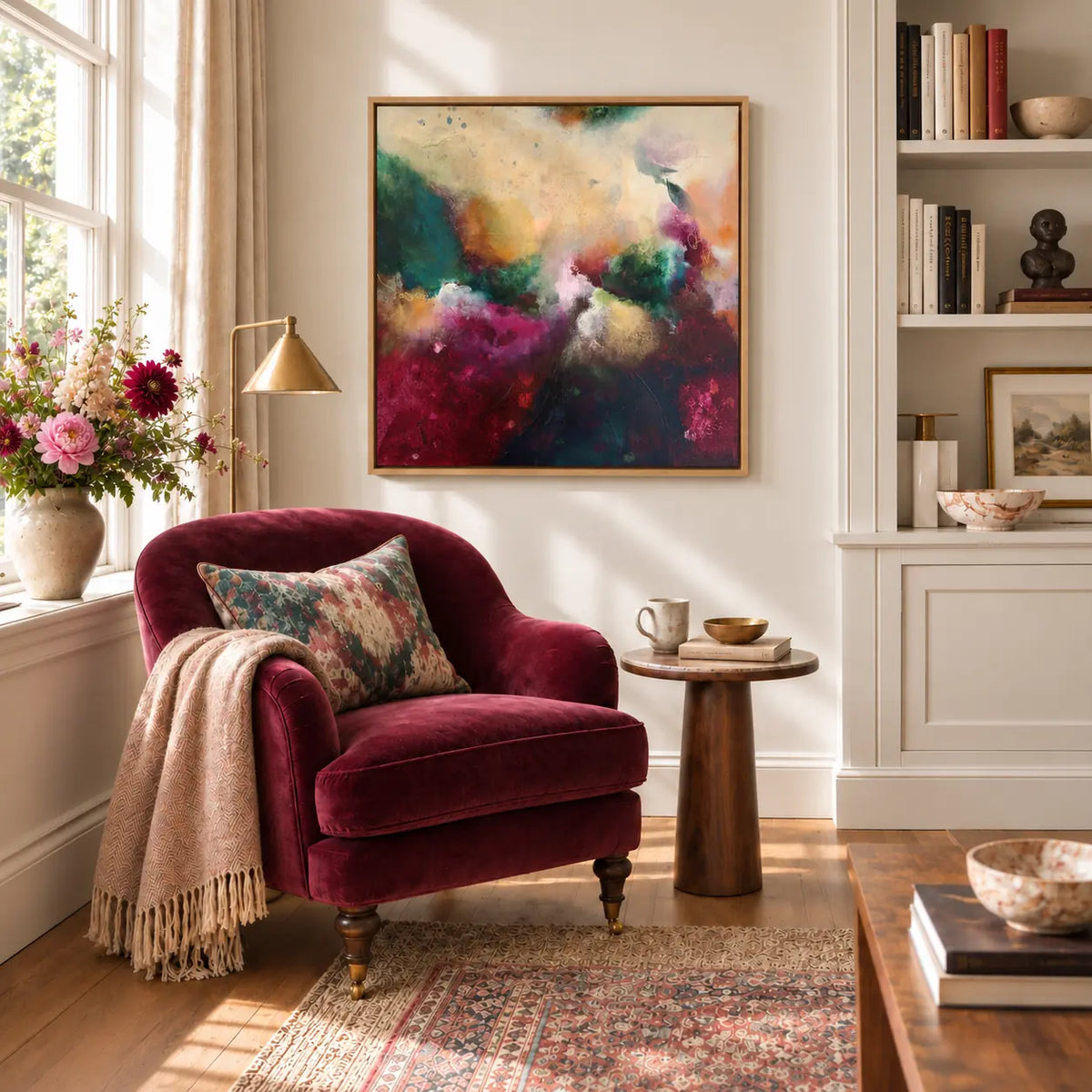 The Mother framed canvas print in a reading nook