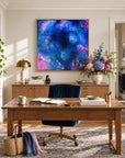 Nyx framed canvas print in a woman’s office