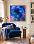 Nyx framed canvas print in a reading nook