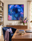 Nyx framed canvas print in a writing room