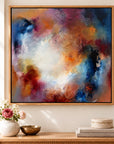 Phoebe original artwork — 20 × 20 inches, oak float frame, scene 01