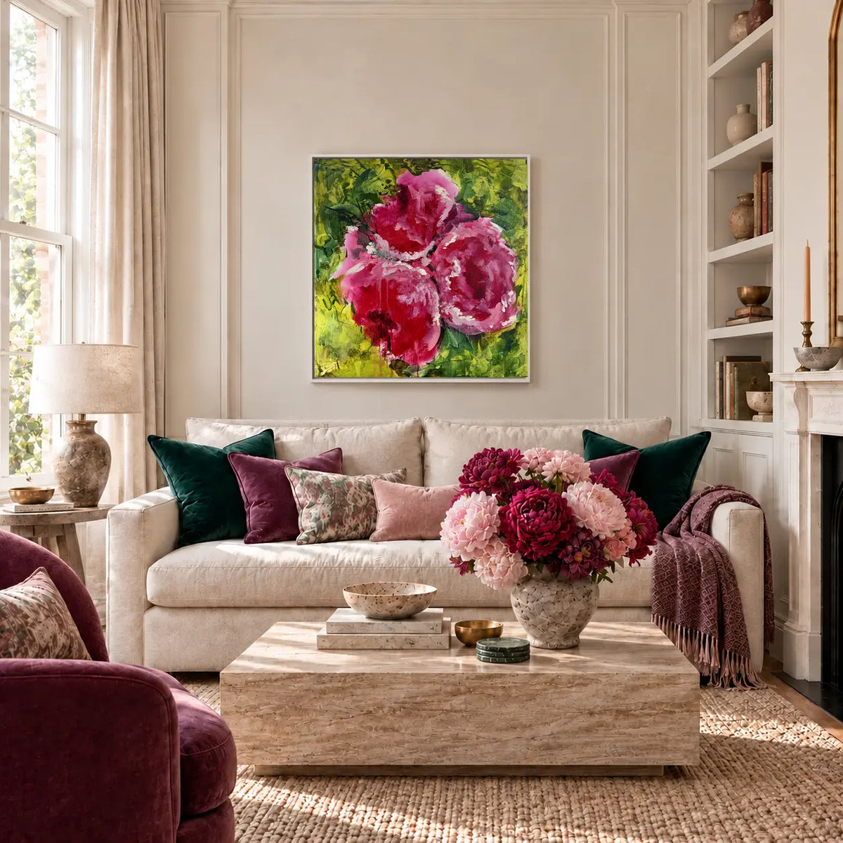 Physis original artwork in a white float frame — living room | Nicola Bird