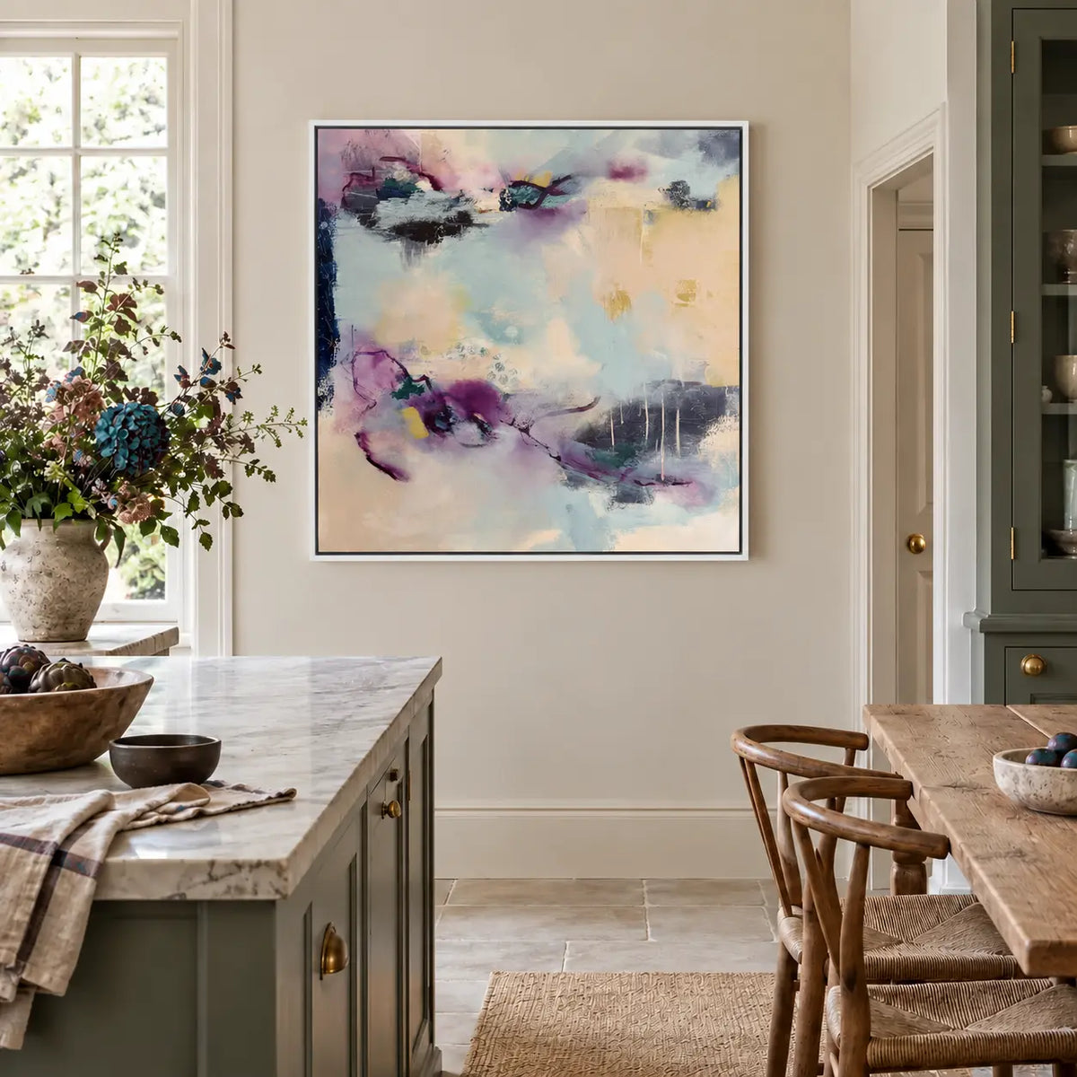 Reciprocity original artwork in a premium white float frame — kitchen | Nicola Bird