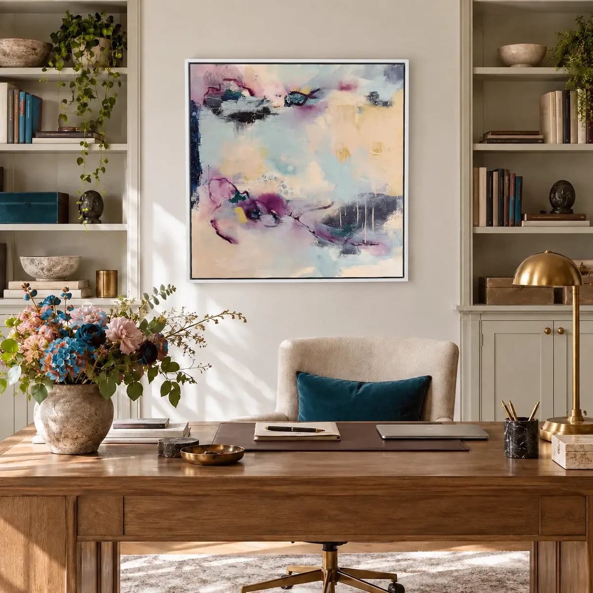 Reciprocity original artwork in a premium white float frame — office | Nicola Bird