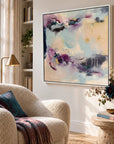 Reciprocity original artwork in a premium white float frame — angled reading nook showing 40 mm depth | Nicola Bird