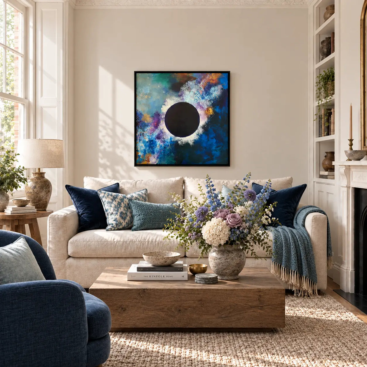 The Sorceress original artwork in a black float frame — living room | Nicola Bird