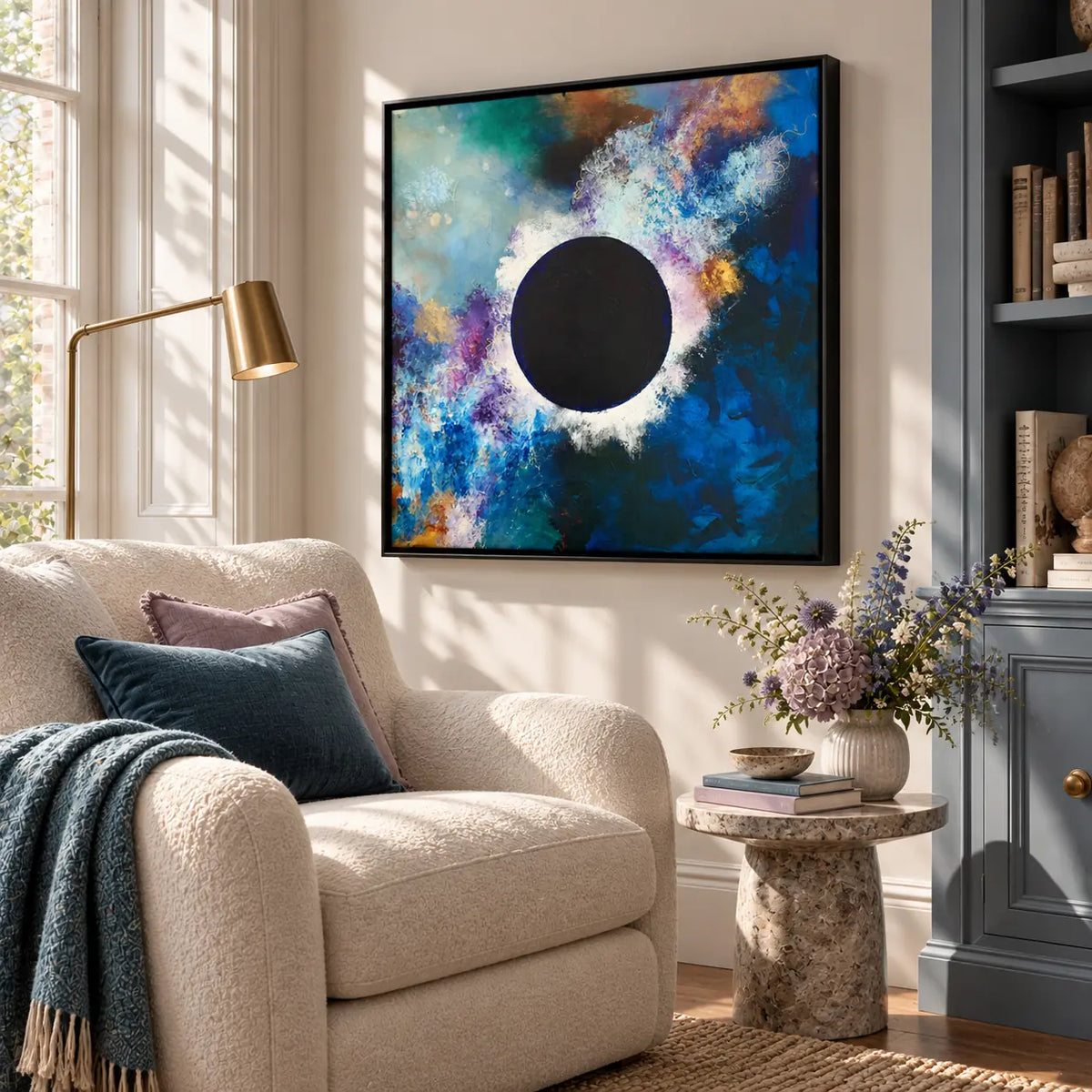 The Sorceress original artwork in a black float frame — reading nook | Nicola Bird